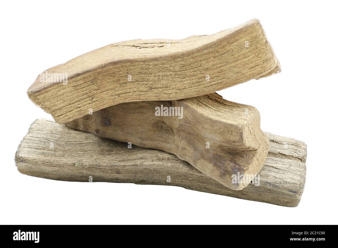 In der Nähe von drei kleine Stücke Holz Stockfoto
