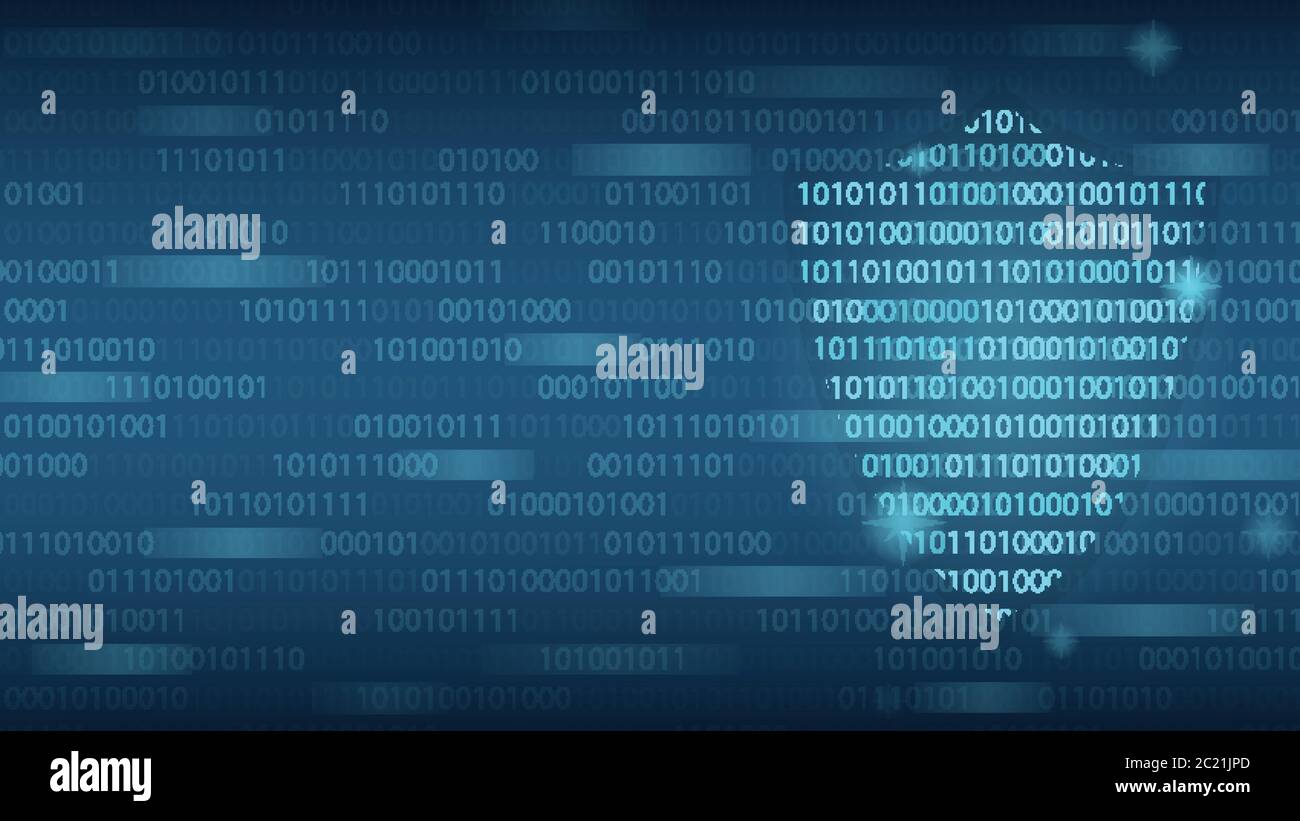 Cyber-Technologie Sicherheit, Schild auf digitalen binären Code Bildschirm, Netzwerkschutz Hintergrund-Design, Vektor-Illustration Stock Vektor