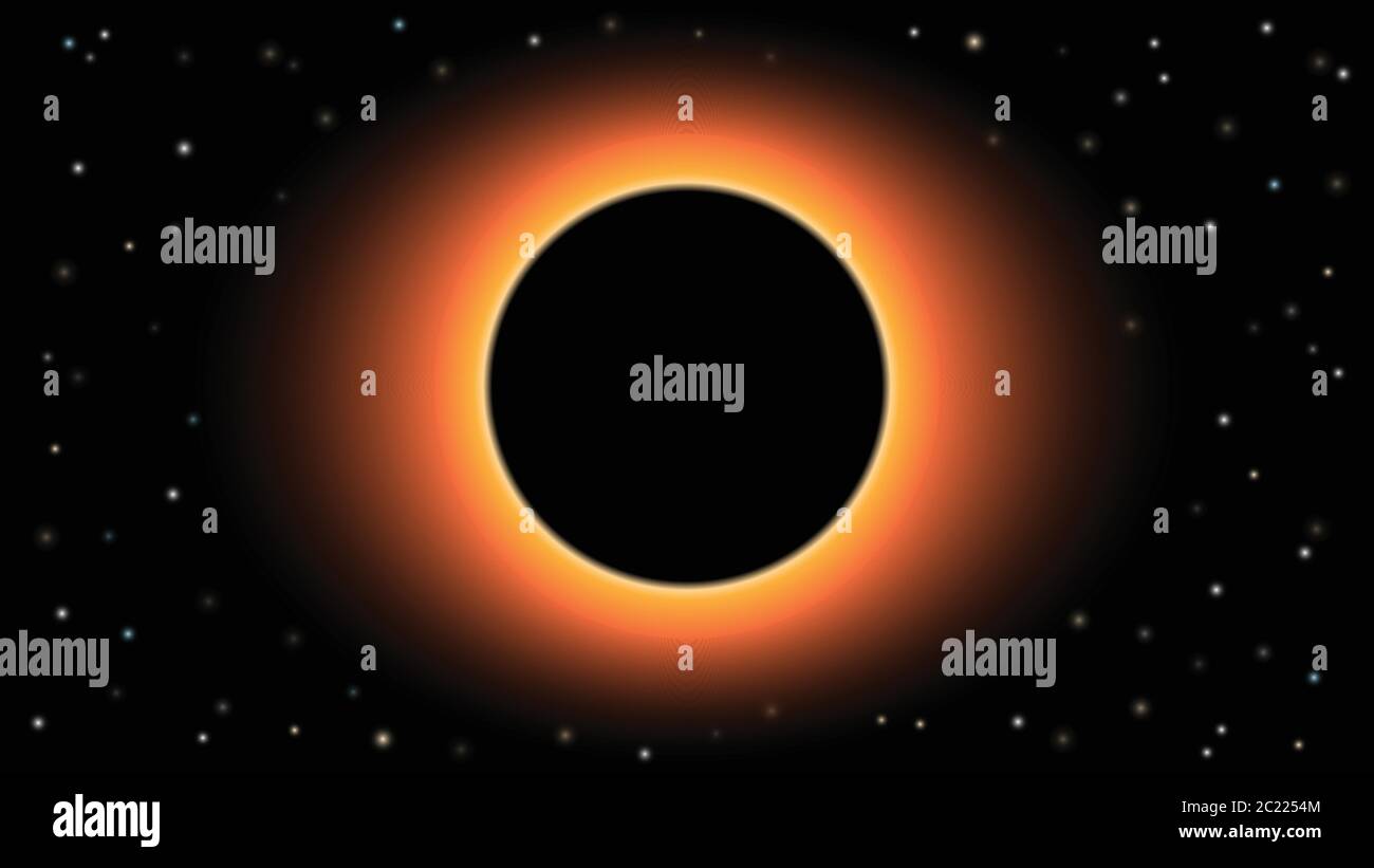 Schwarzes Loch auf schwarzem Hintergrund von Planeten und Sternen, Vektorgrafik Stock Vektor