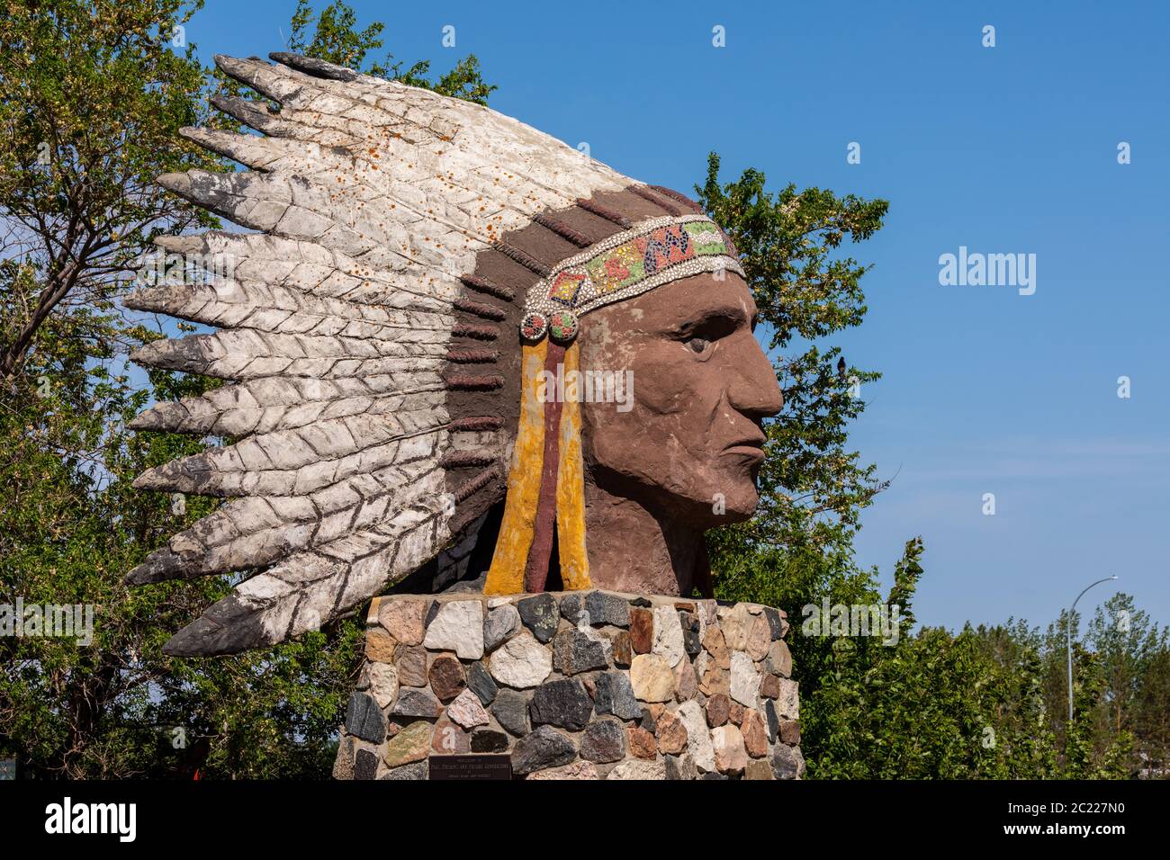 Indische Kopfskulptur in Kanada Stockfoto