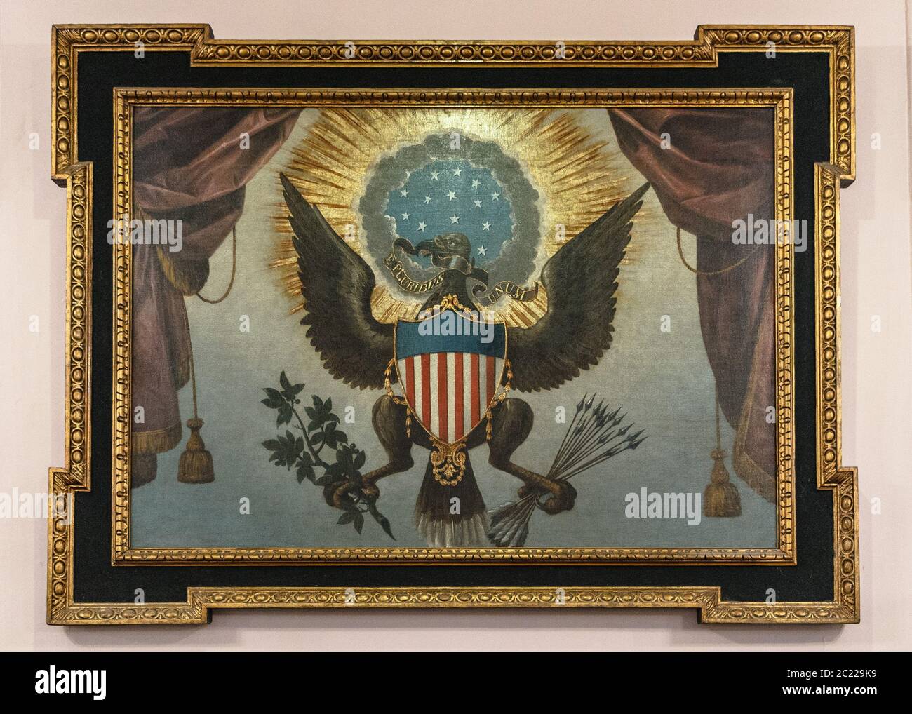 Das Gemälde des Großen Siegels der Vereinigten Staaten von Amerika in der St. Paul's Chapel in New York City Stockfoto