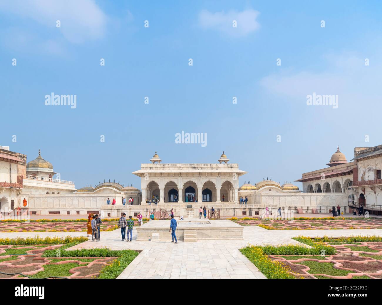 Die Khas Mahal und Anguri Bagh Hof und Gärten, Agra Fort, Agra, Uttar Pradesh, Indien Stockfoto