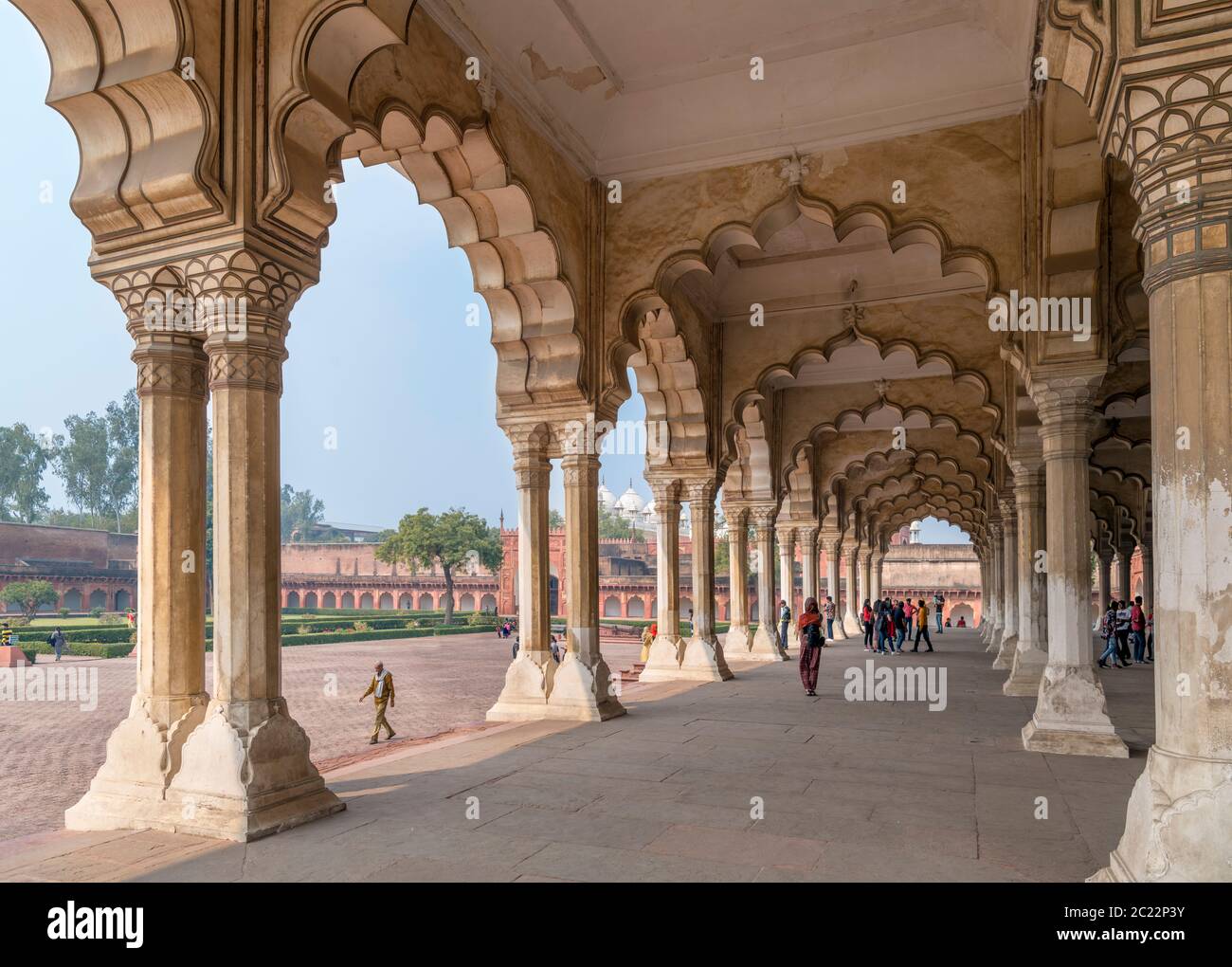 Die Diwan-i-am (Halle des öffentlichen Publikums) in Agra Fort, Agra, Uttar Pradesh, Indien Stockfoto