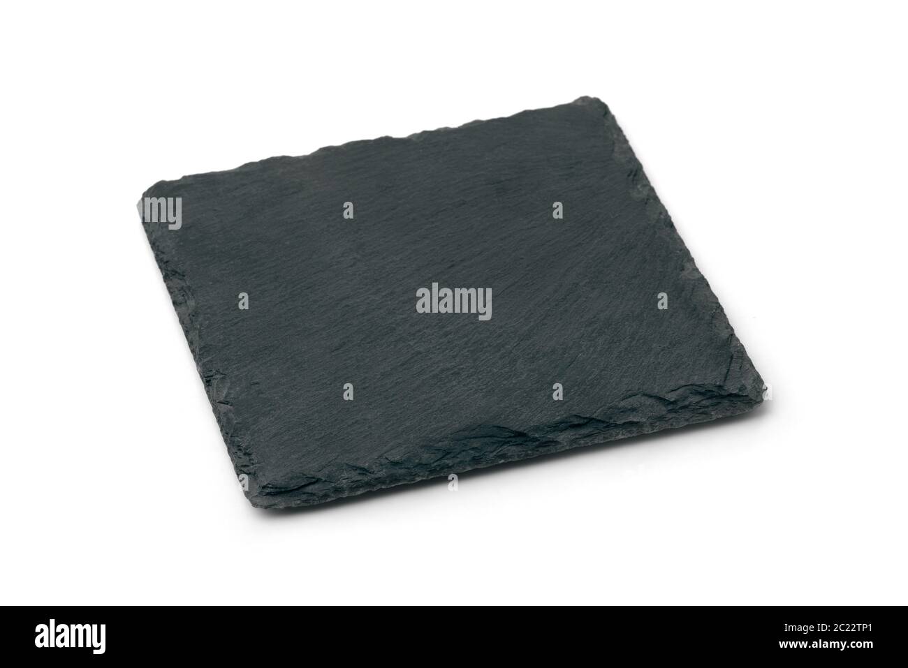 Leere Schieferstein schwarze Platte isoliert auf weiß Stockfoto