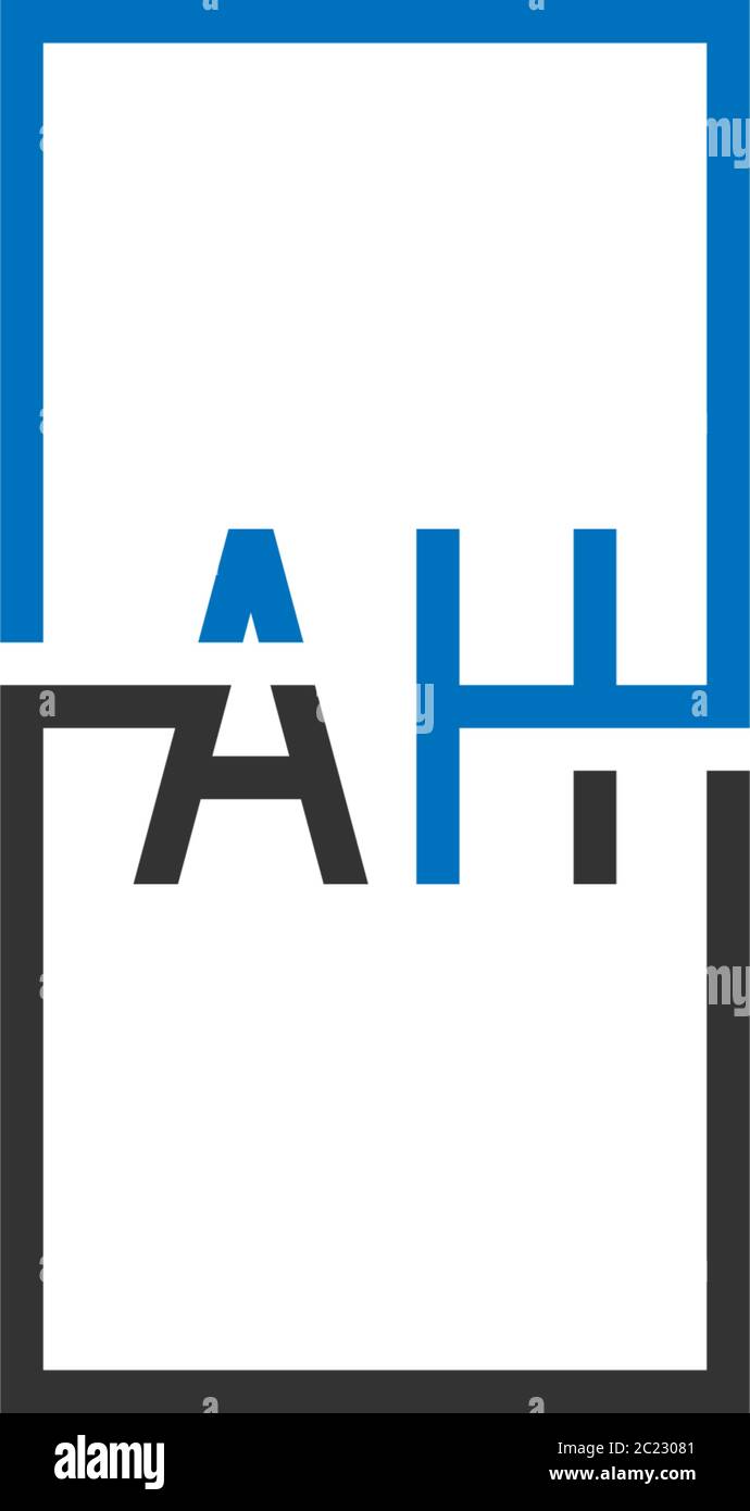 AH Logo Buchstaben Design Konzept in schwarz und blau Farbe Stock Vektor