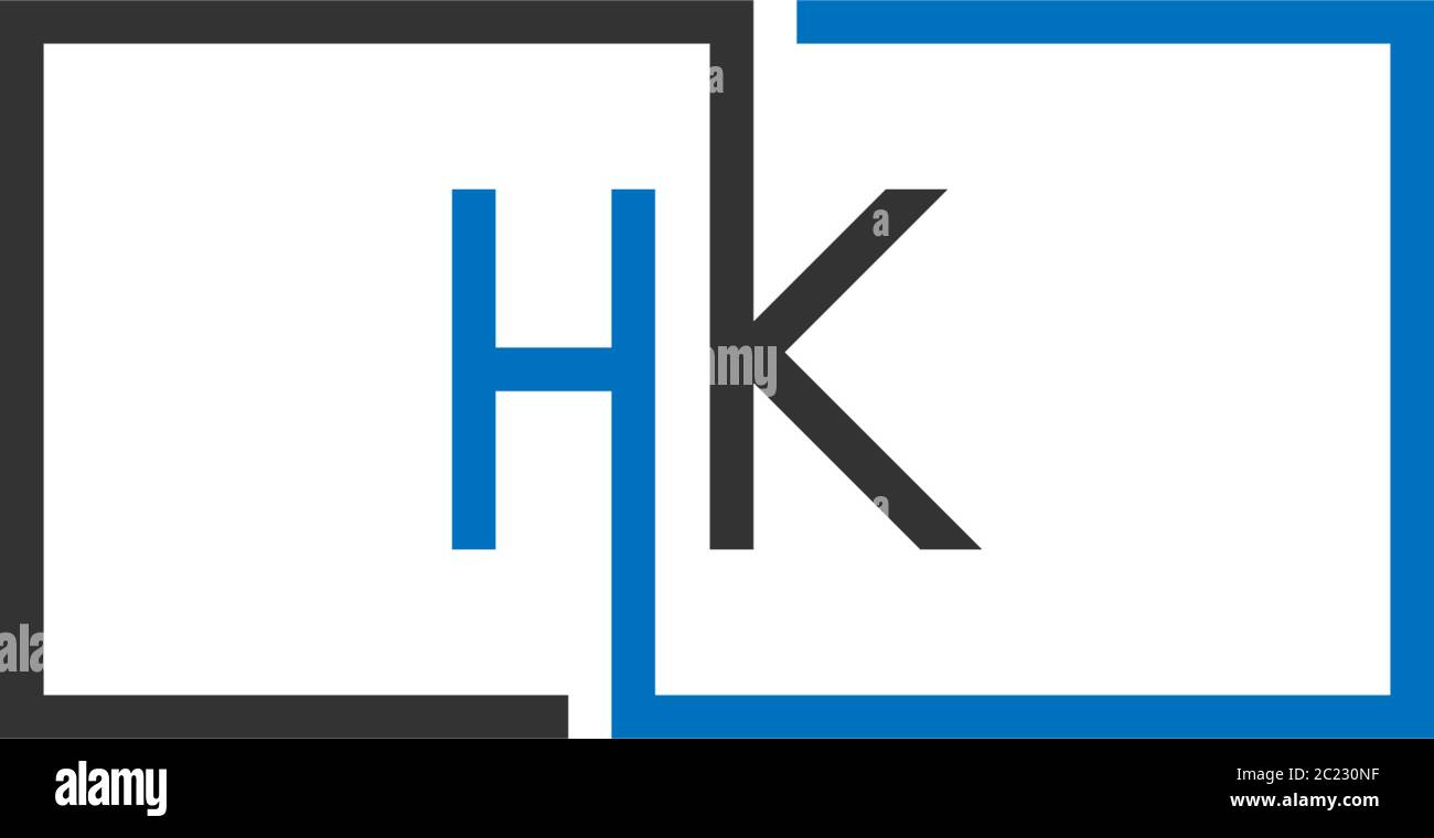 HK Logo Buchstaben Design Konzept in schwarz und blau Farbe Stock Vektor