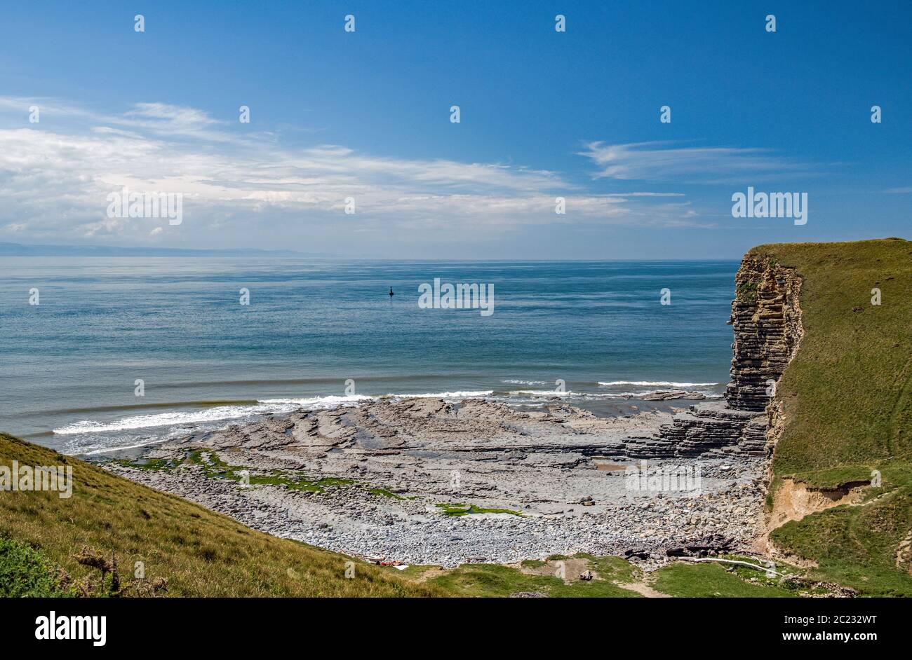 Nash Point oder Marcross Beach am Nash Point Küstenstreifen. Teil des 14 Meilen langen Teils der Glamorgan Heritage Coast im Tal von Glamorgan Stockfoto