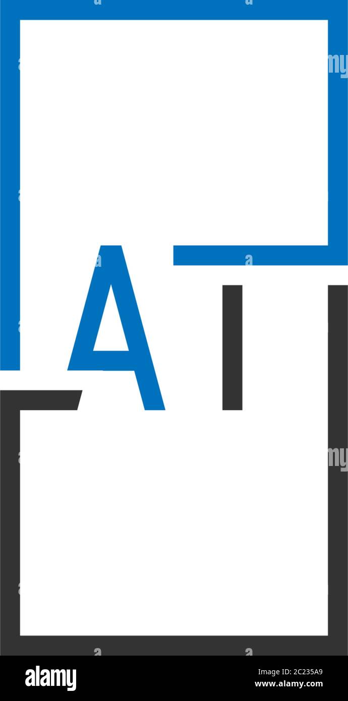 AT Logo Letter Design Konzept in schwarz und blau Stock Vektor