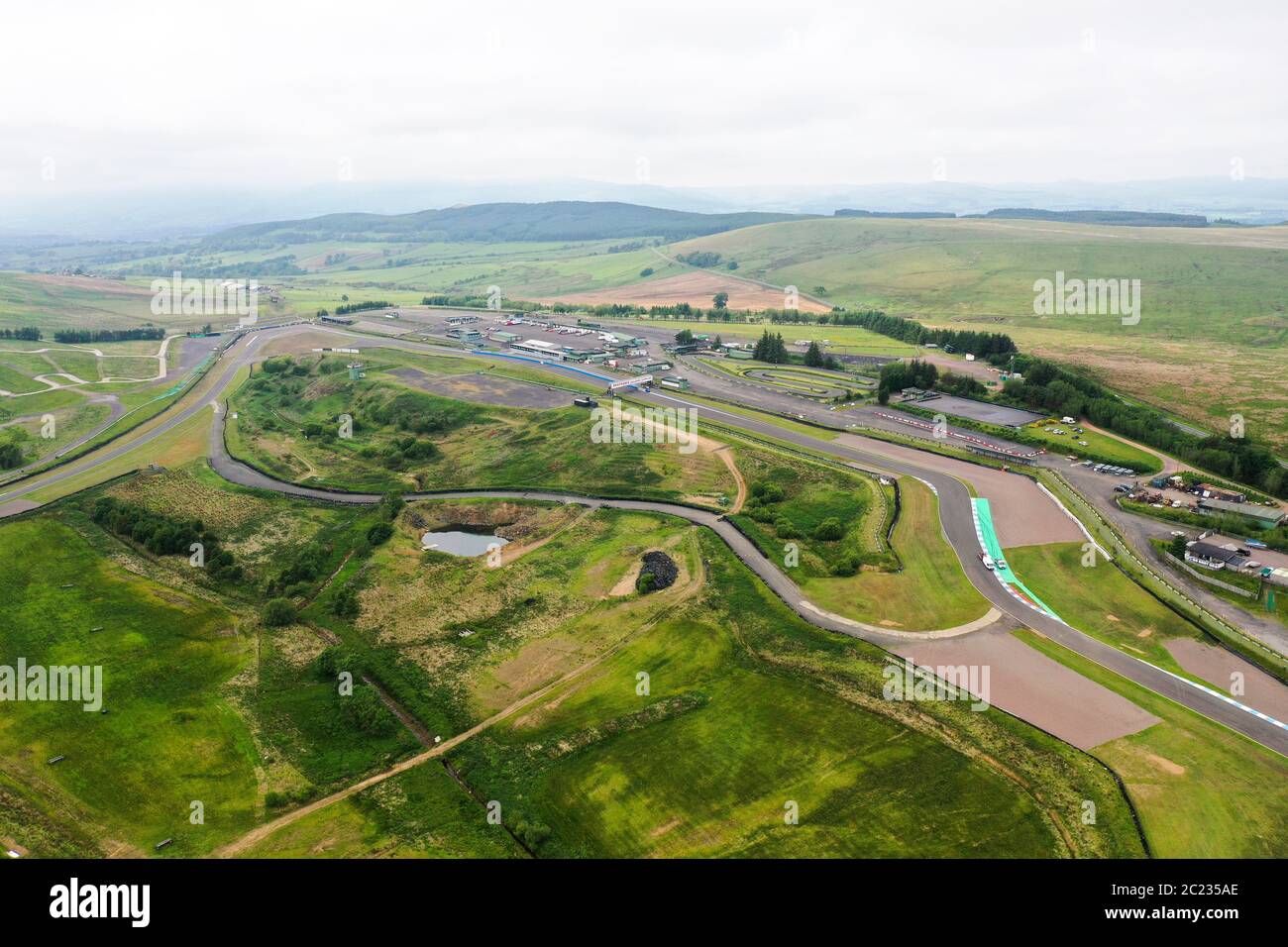 Luftdrohnenansicht von Knockhill Racing Circuit Fife Stockfoto