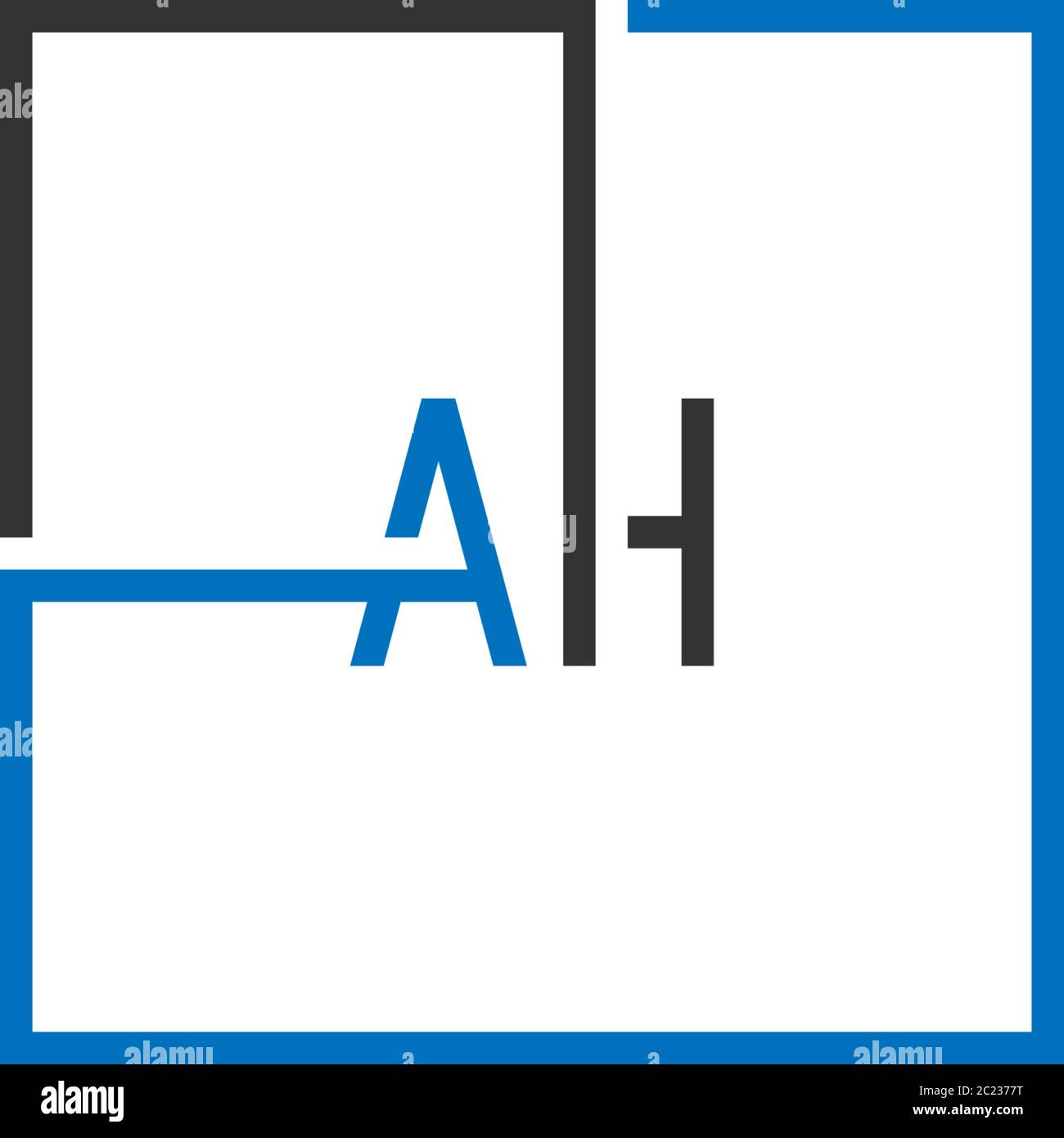 AH Logo Buchstaben Design Konzept in schwarz und blau Farbe Stock Vektor