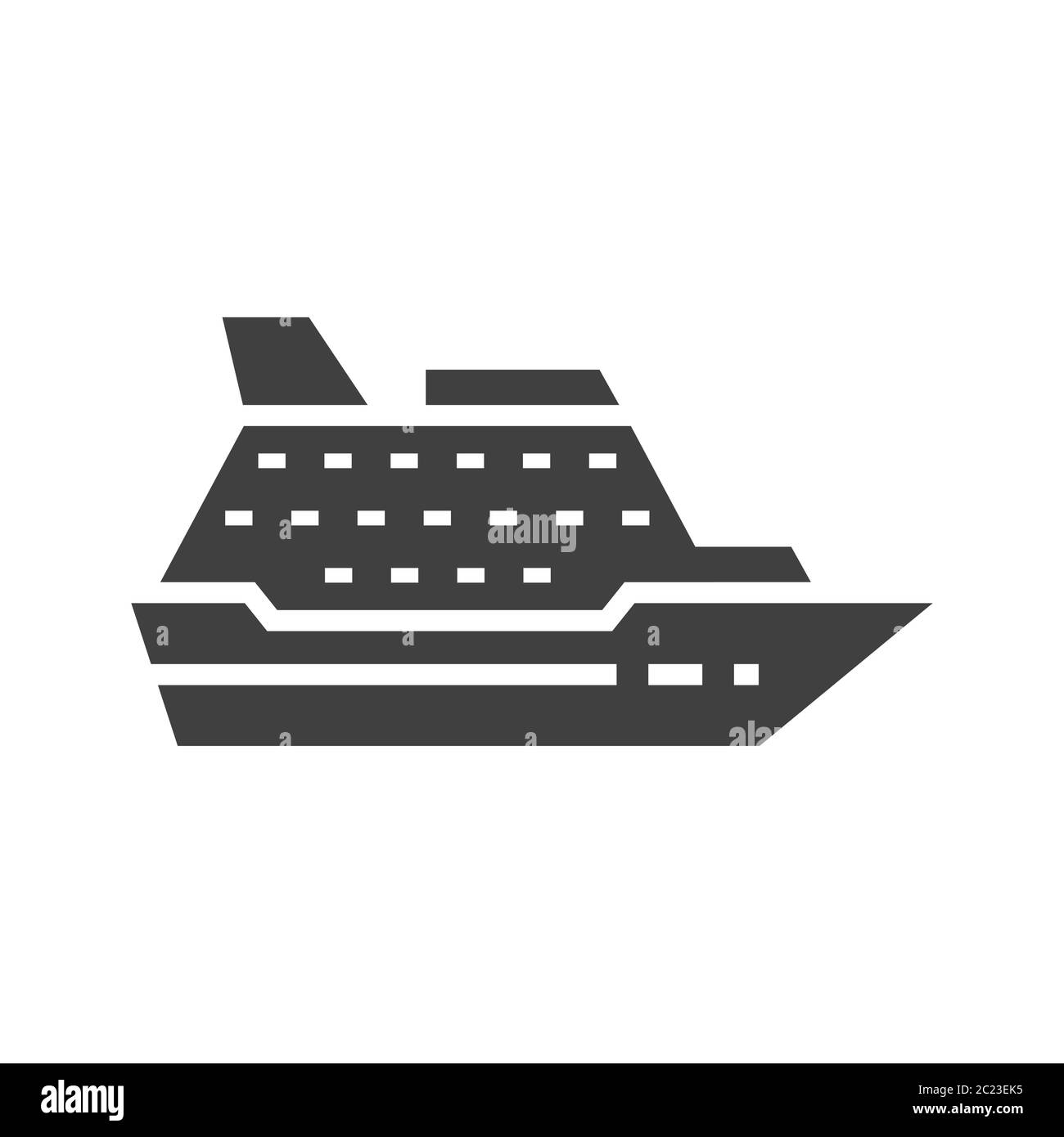 Schwarzes Vektorsymbol für Kreuzfahrtschiff. Stock Vektor