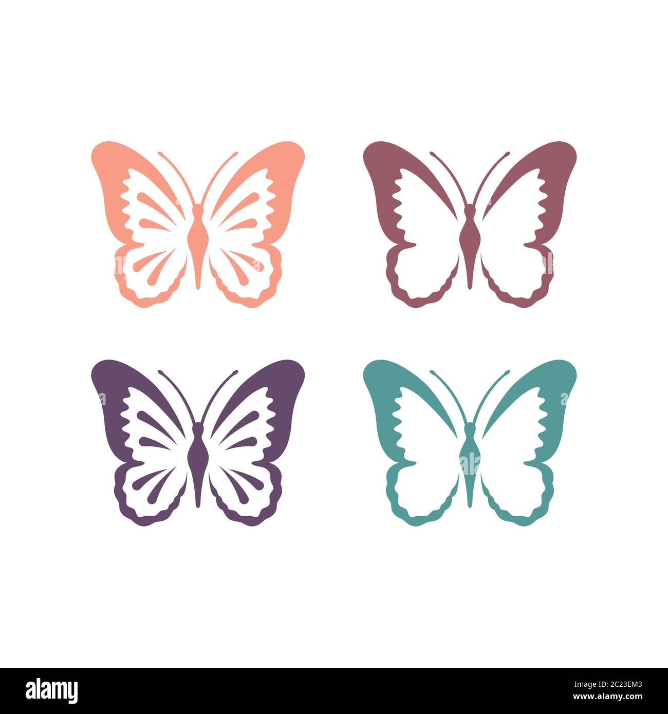Schmetterling bunte Vektor-Set. Schmetterlinge niedliche Illustration. Stock Vektor