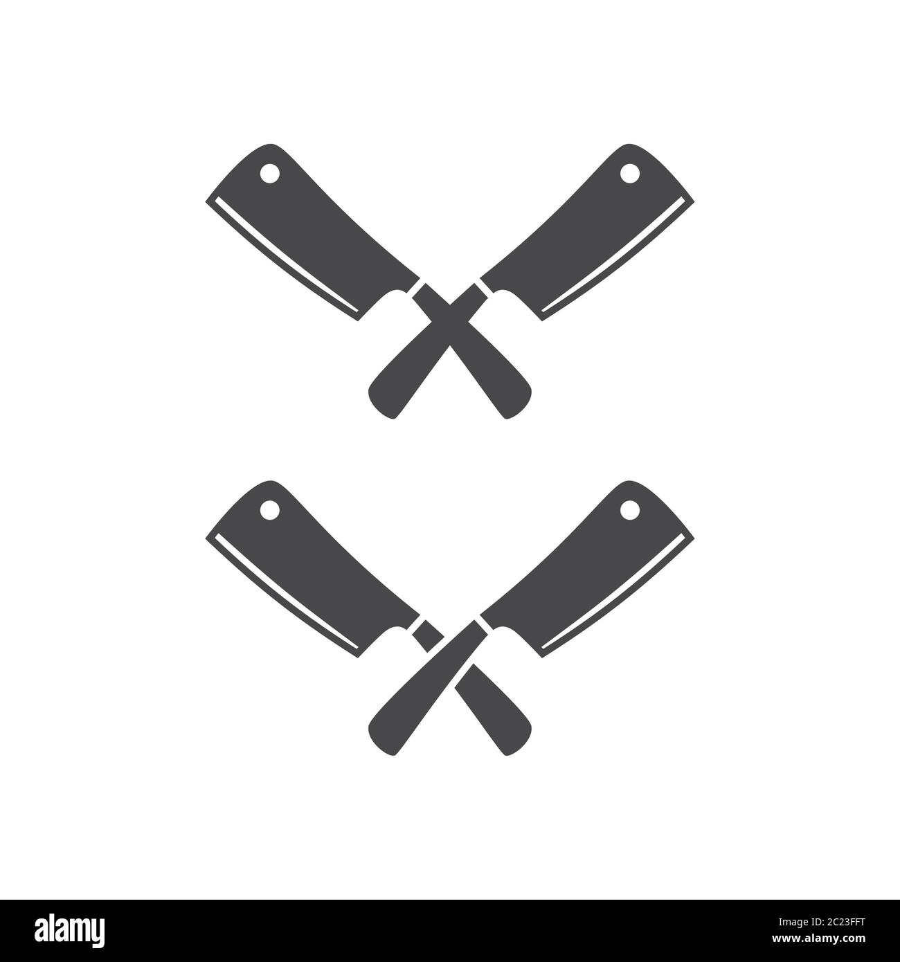 Küchenmesser oder Trennmesser kreuzten schwarzen Vektor Piktogramm-Symbol. Logo für Restaurant. Stock Vektor