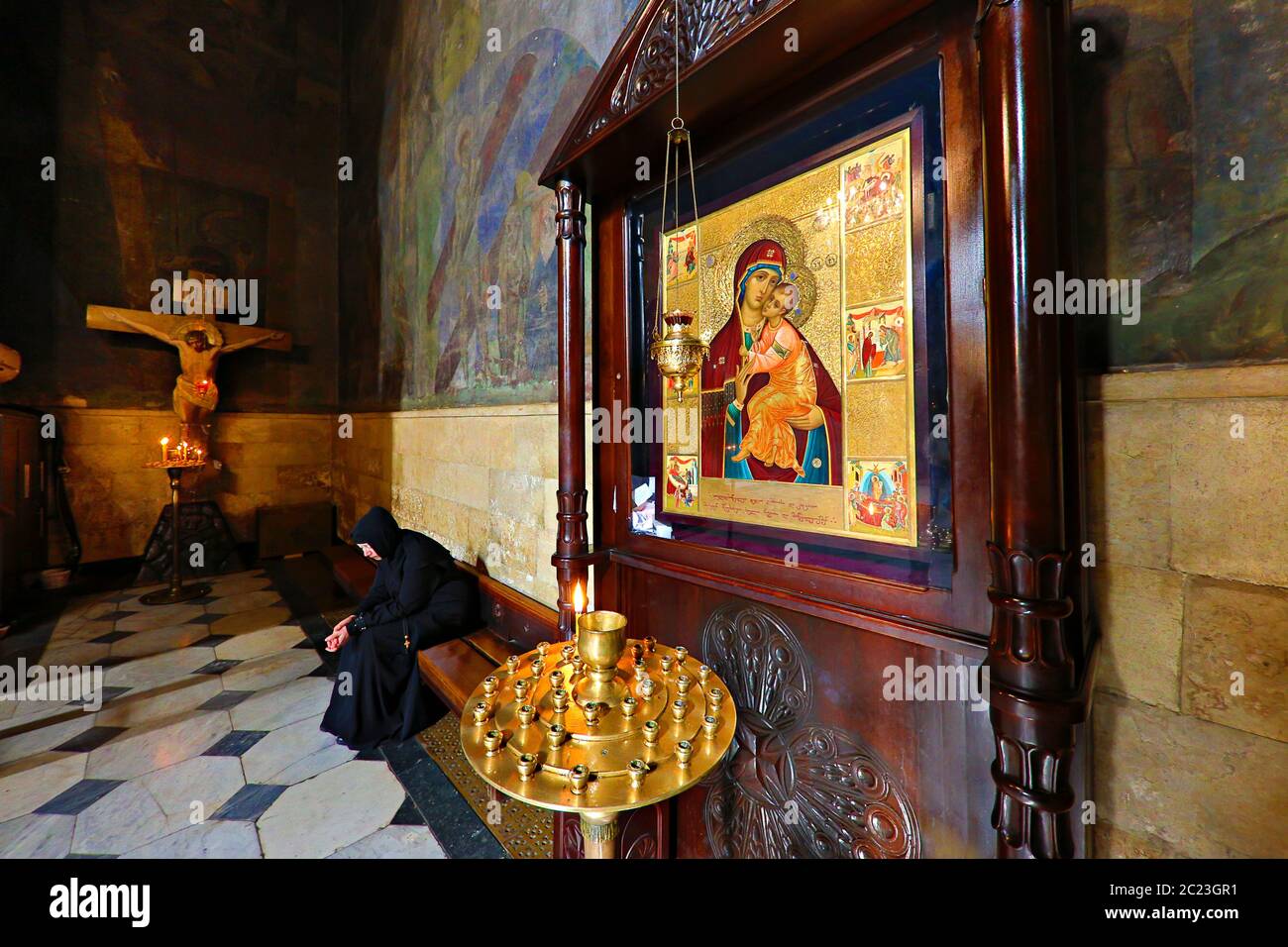 Innenraum der Sioni Kathedrale, Tiflis, Georgien Stockfoto