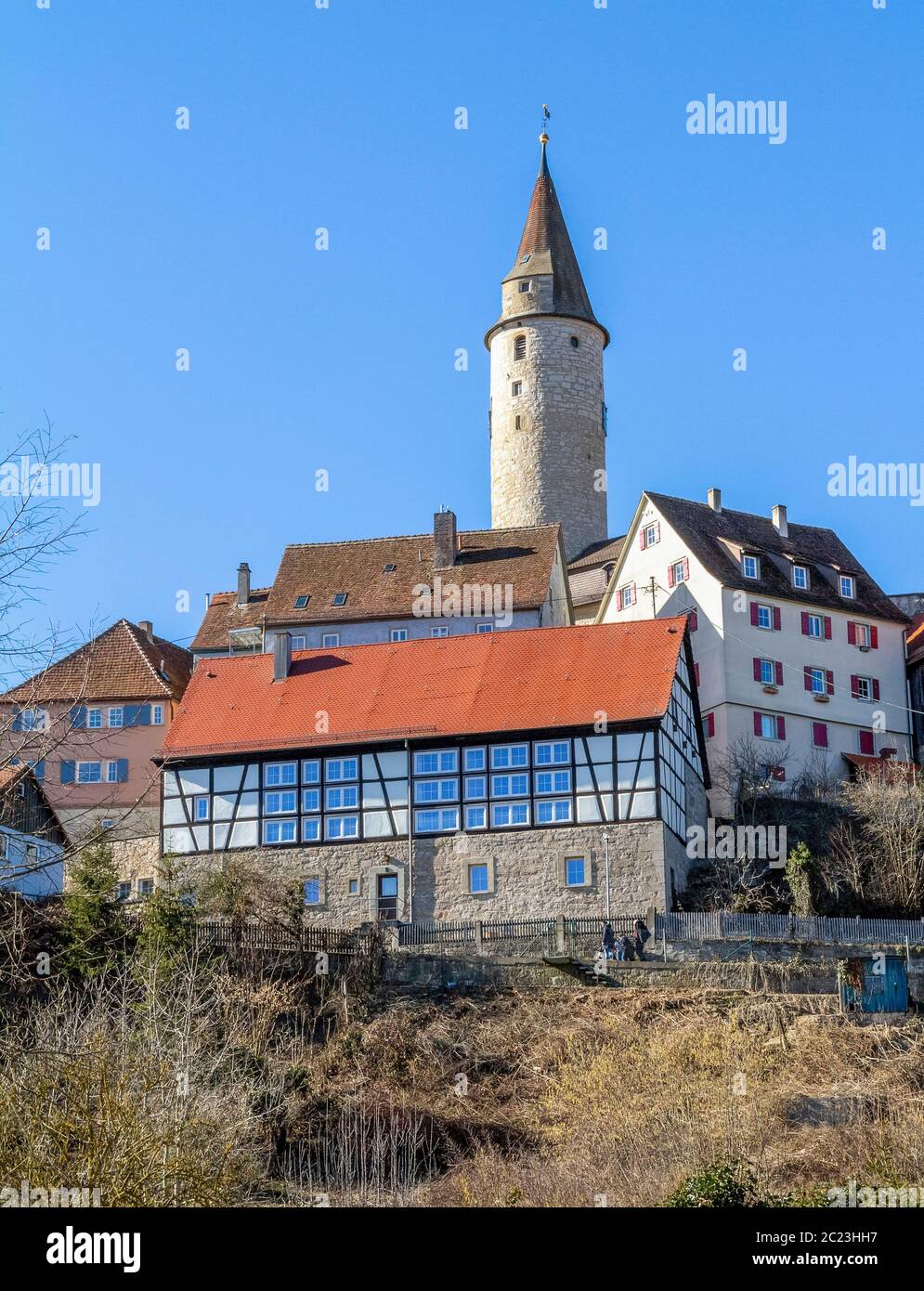 Eindruck von Kirchberg an der Jagst eine Stadt in Süddeutschland Stockfoto