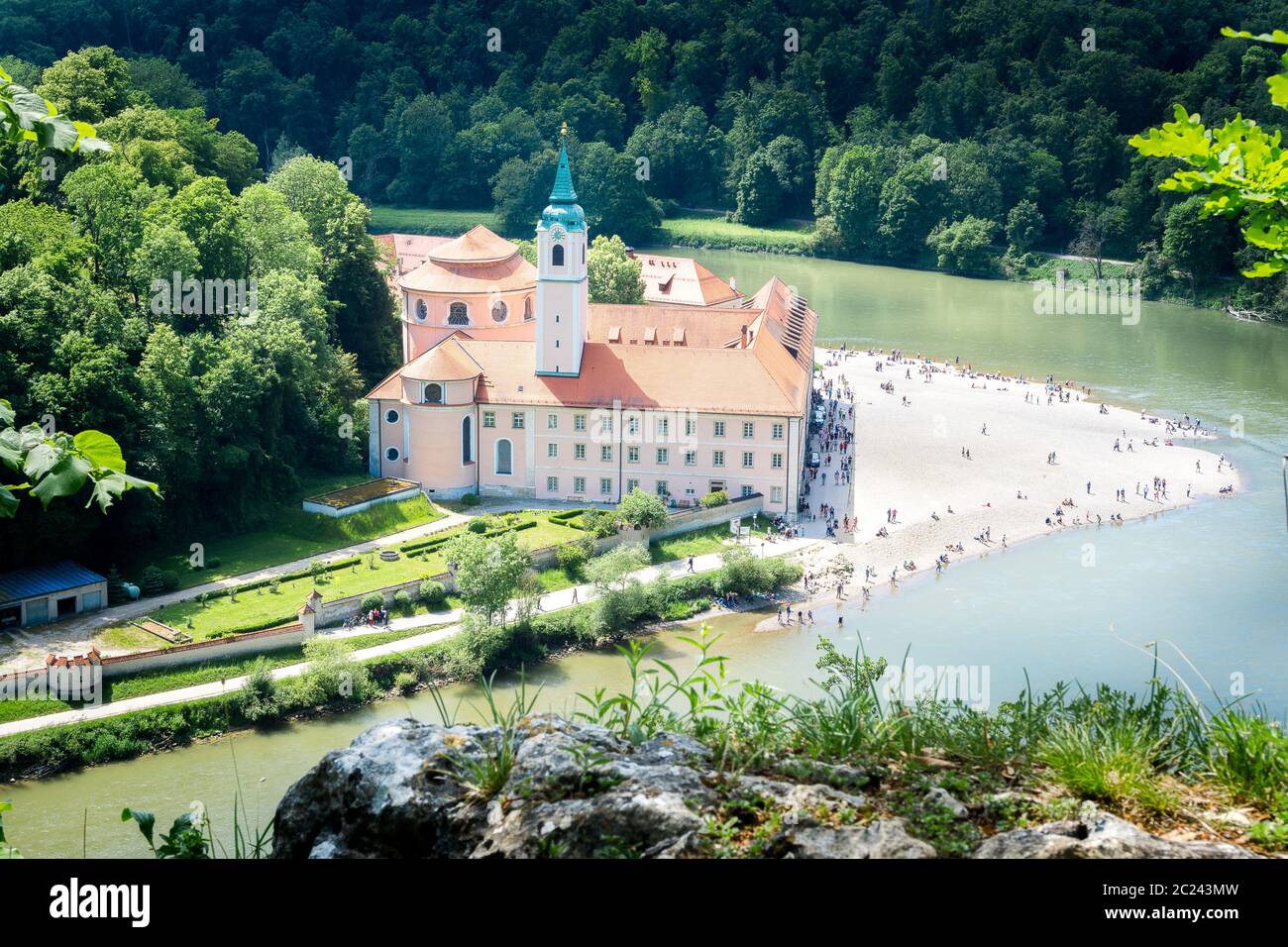 Donauschlucht und Kloster in Weltenburg Stockfoto