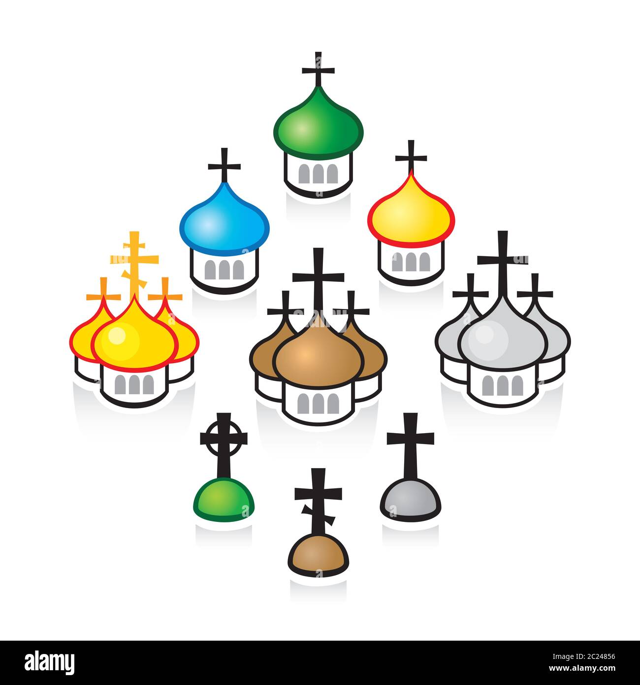 Christlich-orthodoxen Kirchen. Religiöse Tempel, architektonischen Strukturen. Stockfoto