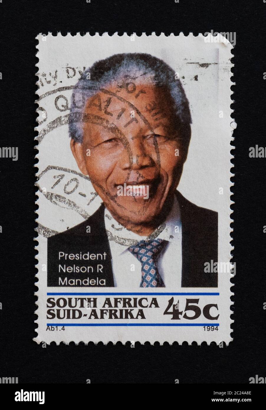 Nelson Mandela Porträtmarke - Südafrika - 1994 Stockfoto