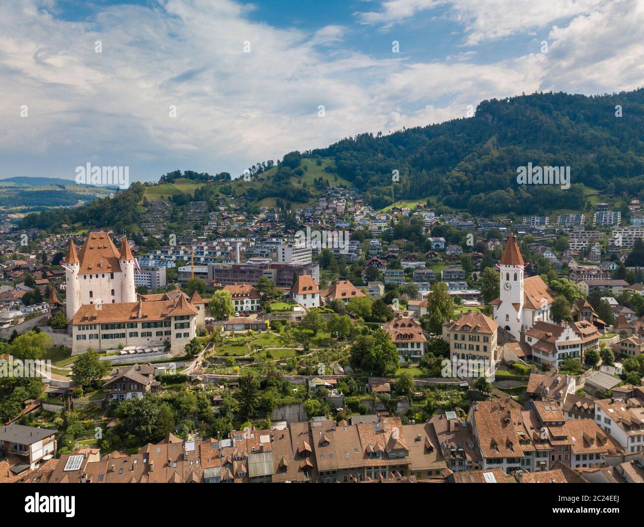 Luftaufnahme von Thun, Schweiz Stockfoto