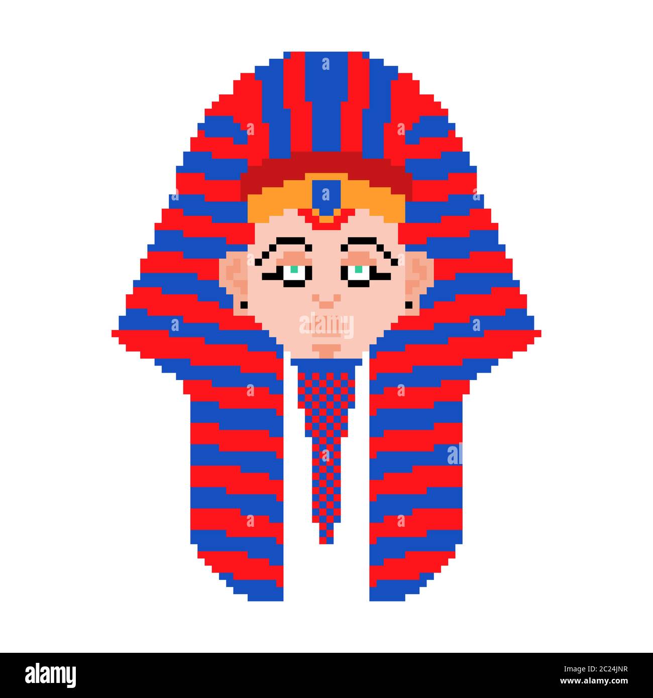 Pharao Pixel Art. 8 Bit Herrscher des alten Ägypten Stock Vektor