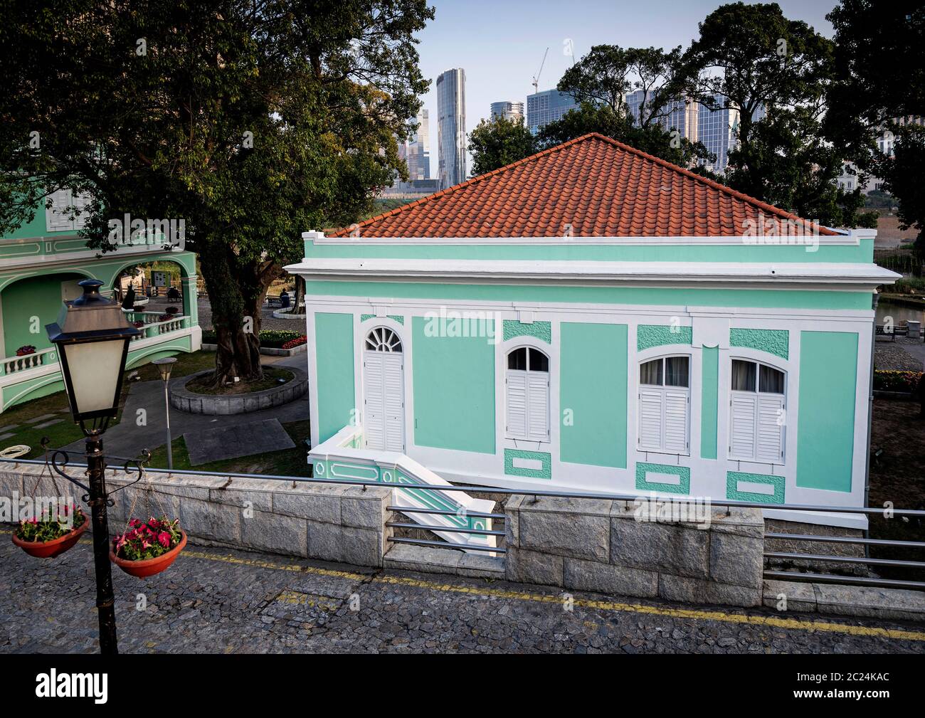 Portugiesische koloniale Erbe Wahrzeichen Gebäude in der Altstadt von Taipa Macau China Stockfoto