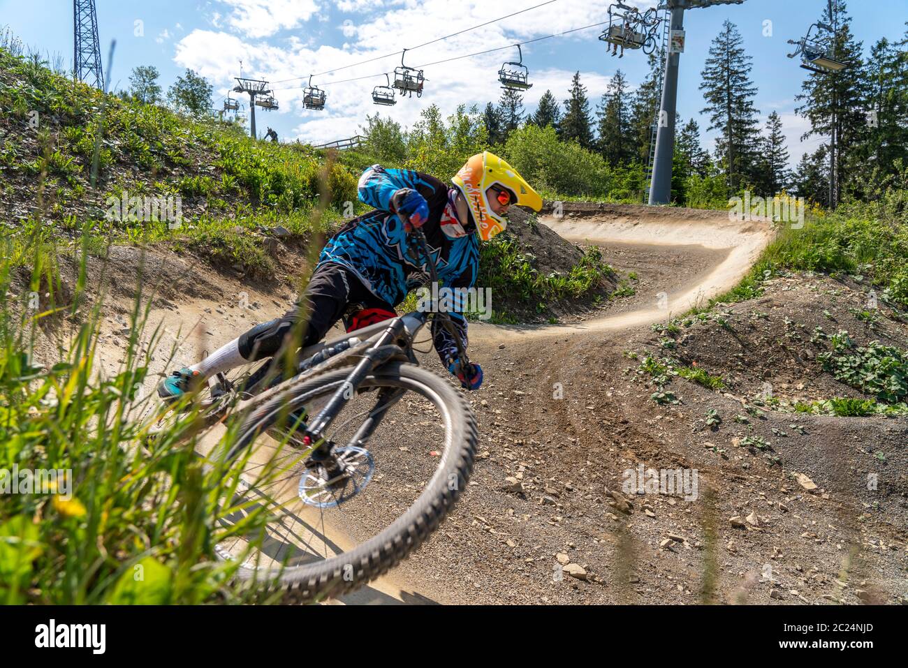 Bikepark Winterberg, auf dem Berg Kappe, 11 Mountainbike Downhill Strecken,  in allen Schwierigkeitsgraden, Sauerland, NRW, Deutschland Stockfotografie  - Alamy