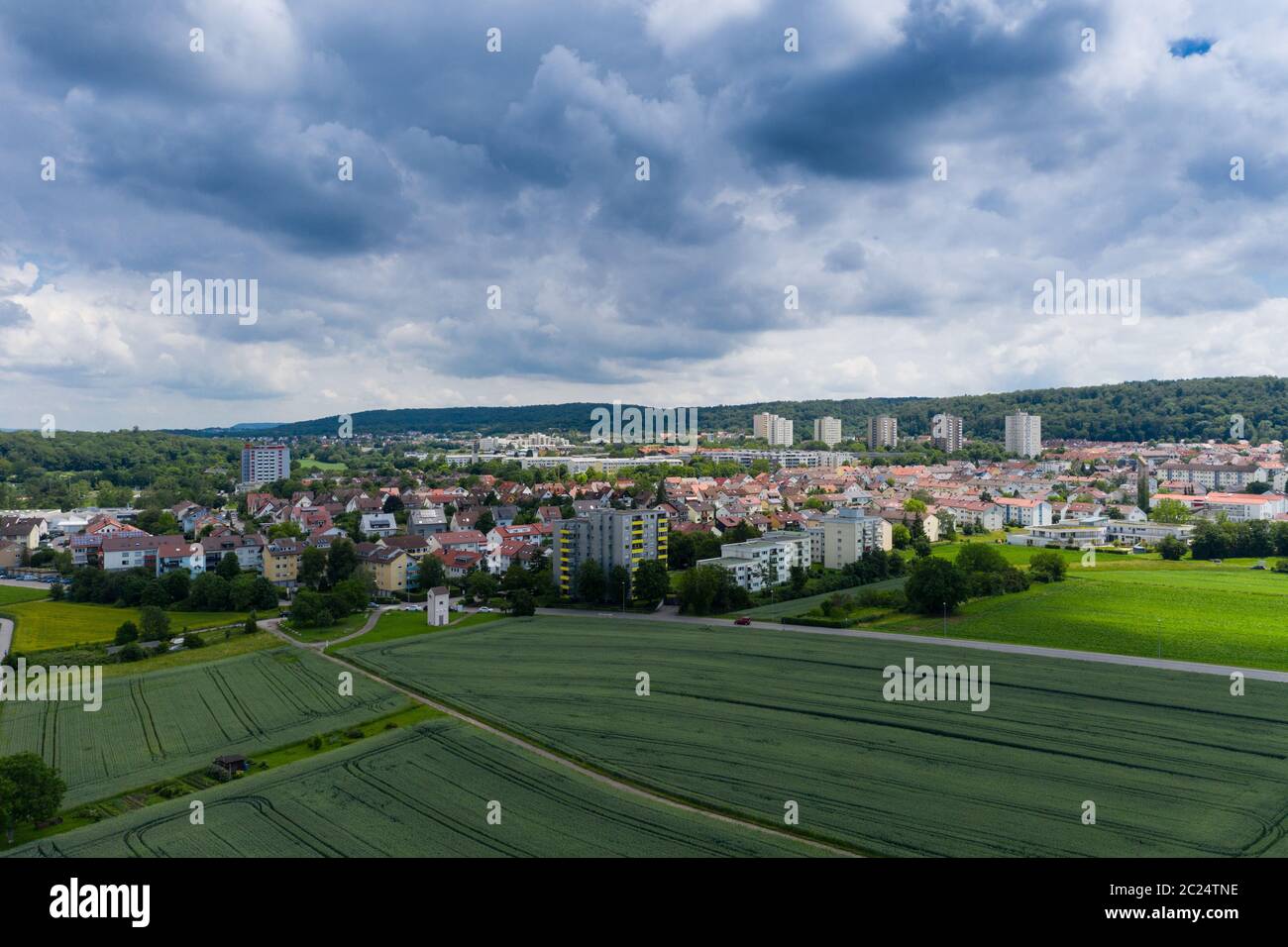 Vogelansicht einer Stadt in deutschland stuttgart Stockfoto