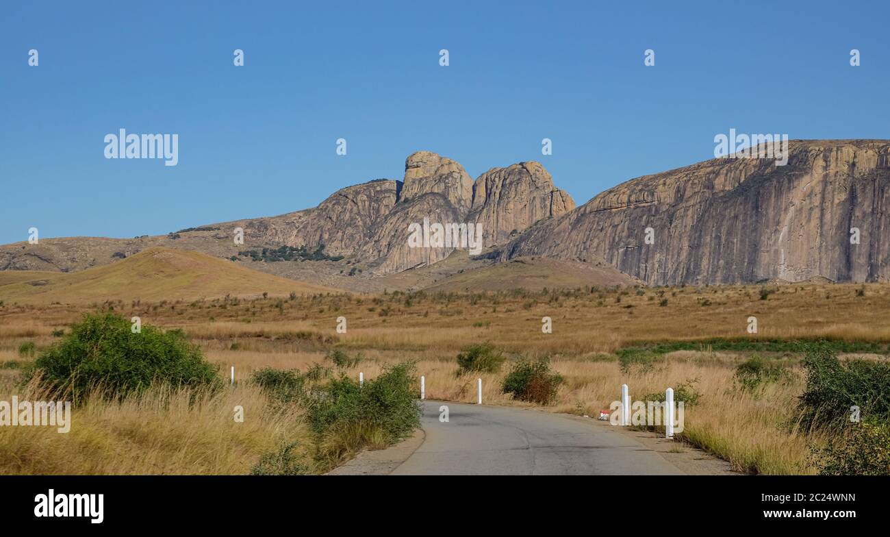 Straße RN7 zum Bishop's hat Berg, Süd-Madagaskar, Andringitra Nationalpark Stockfoto