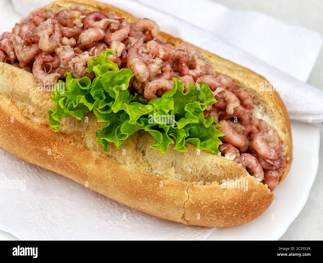 Brötchen mit Krabben â €“ Schleswig-Holstein, Deutschland Stockfoto