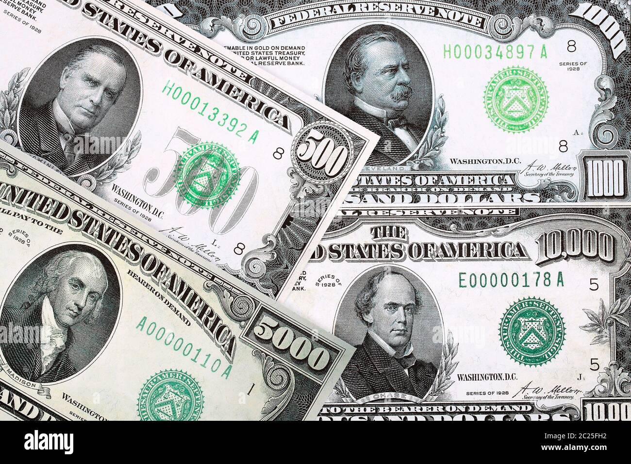 Hohe Banknoten in der Amerikanischen Dollar, einen Hintergrund Stockfoto