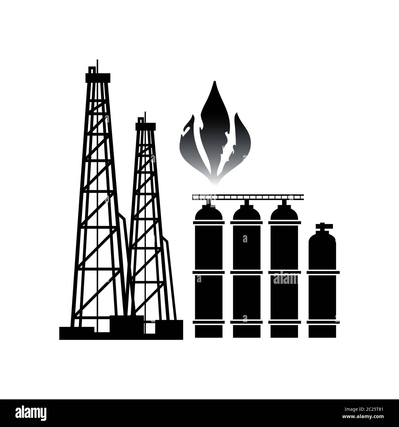 Gas- und Gasproduktion. Technologie und Industrie Emblem. Stockfoto