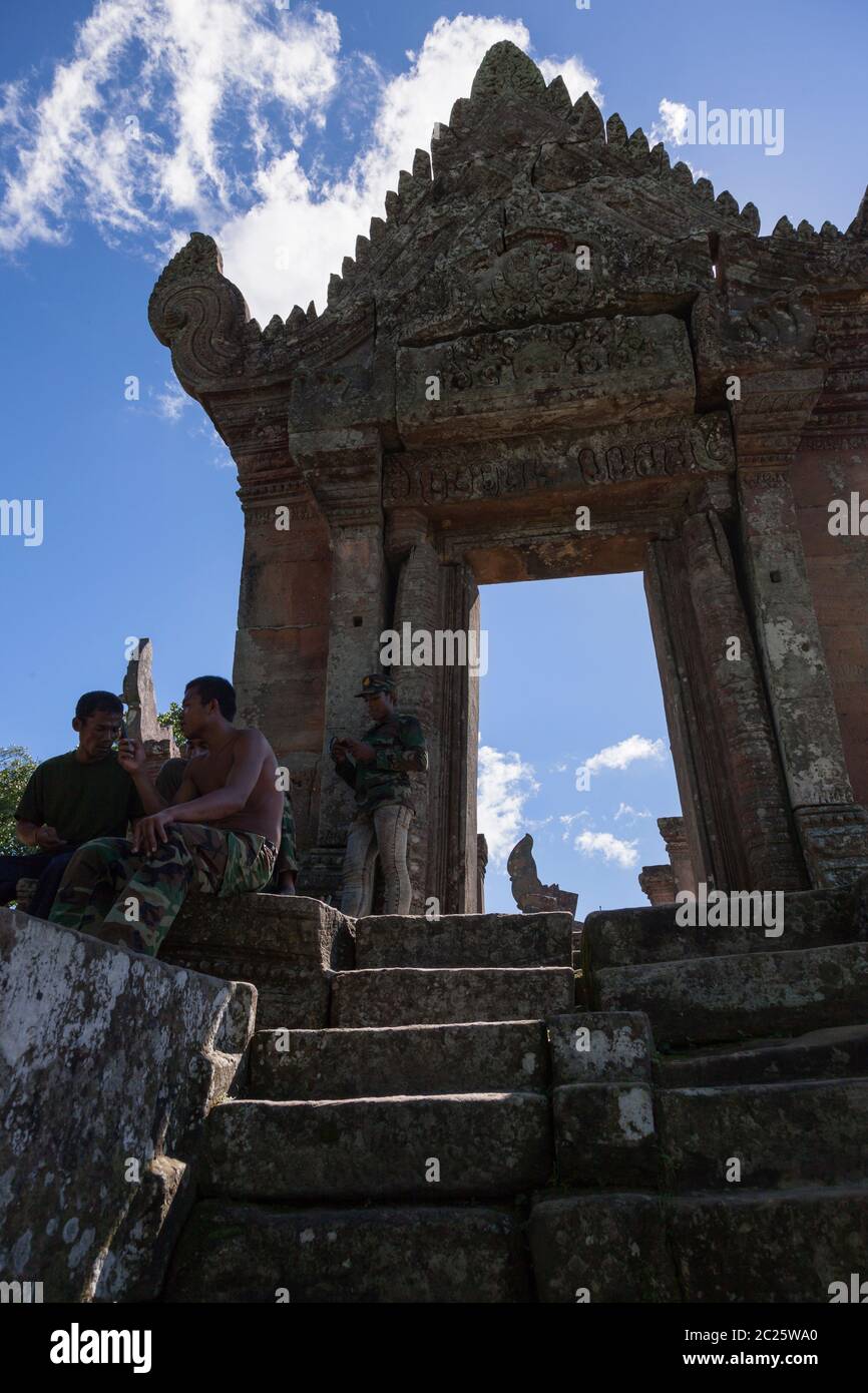 Preah Vihear Tempel, Gopura i (1. Tor), Hindu-Tempel des alten Khmer-Reiches, Preah Vihear Provinz, Kambodscha, Südostasien, Asien Stockfoto