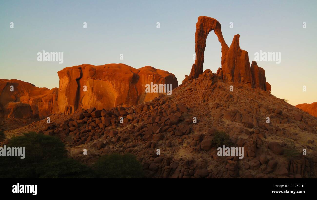 Abstract Felsformation auf dem Plateau Ennedi aka Window Arch im Tschad Stockfoto