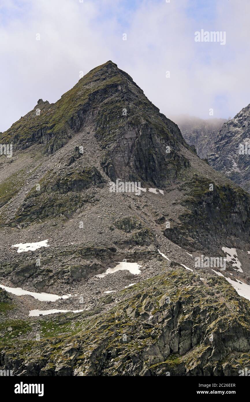 Blick vom RudolfshÃ¼tte auf den WeiÃŸsee auf den Tauernkogel als Grenze zwischen Salzburg und Tirol Stockfoto