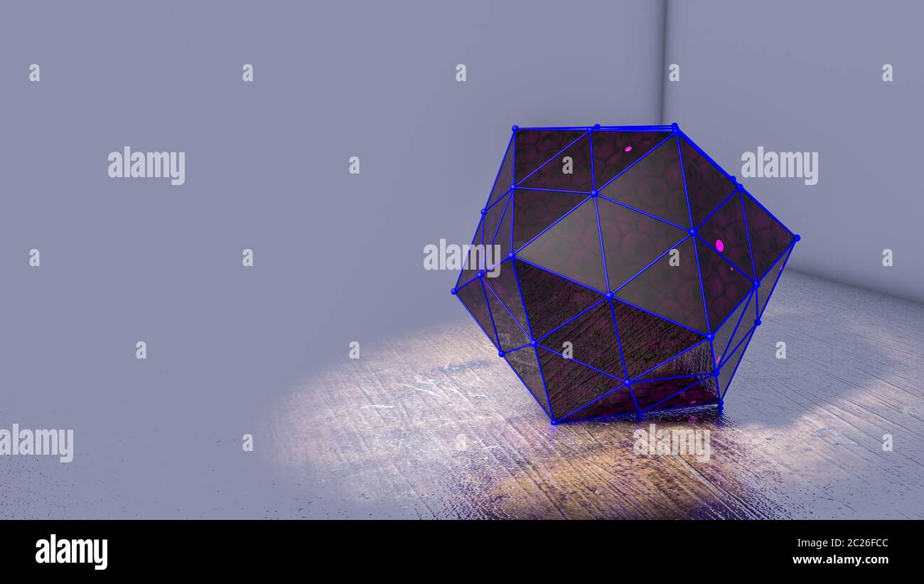 Transparente crystal Abbildung mit Kugeln im Inneren. 3D-Rendering Stockfoto