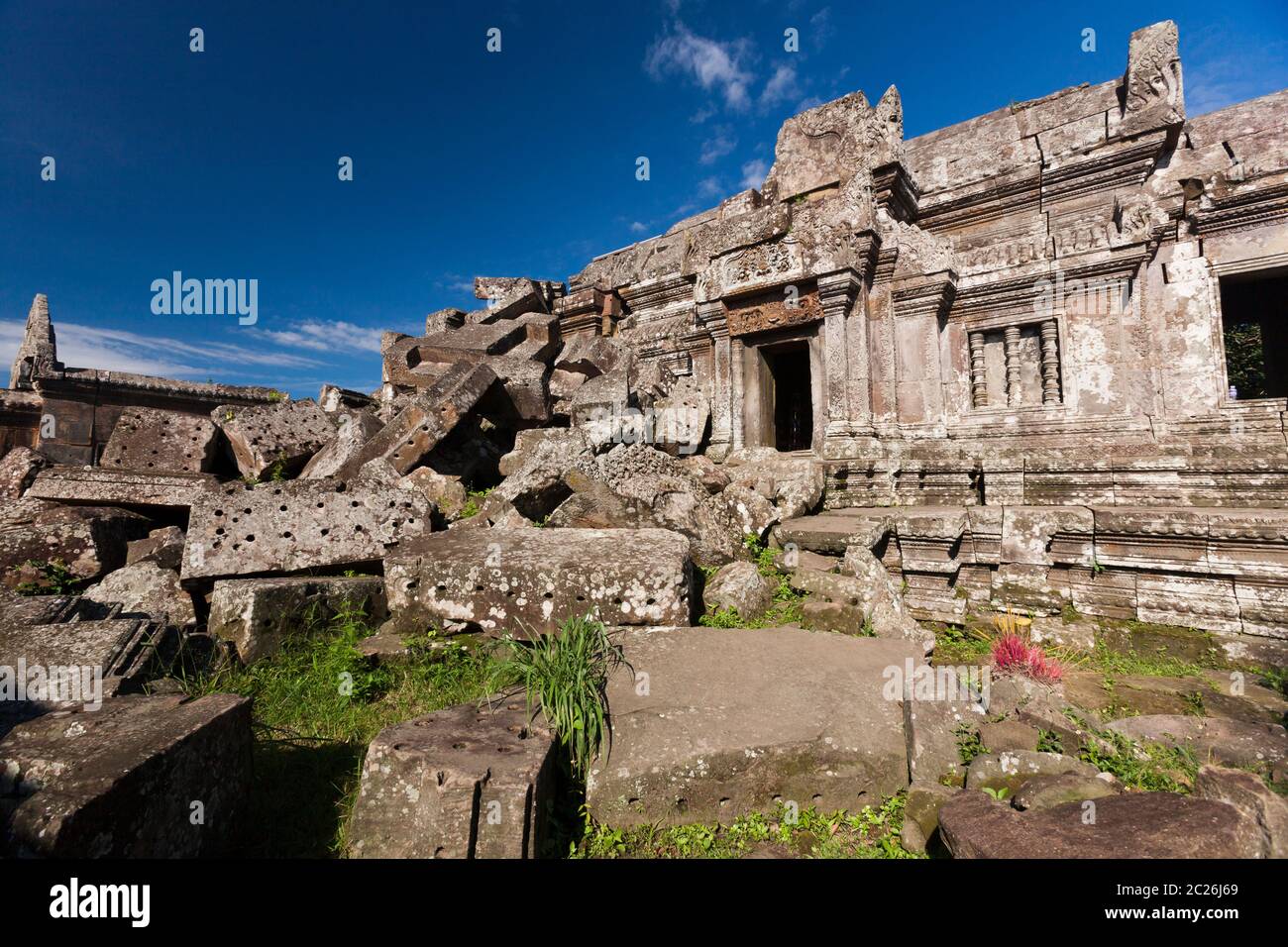 Preah Vihear Tempel, Schutt und Main Tempel, Hauptgebäude, Main Schrein, Hindu-Tempel des alten Khmer Reich, Kambodscha, Südostasien, Asien Stockfoto