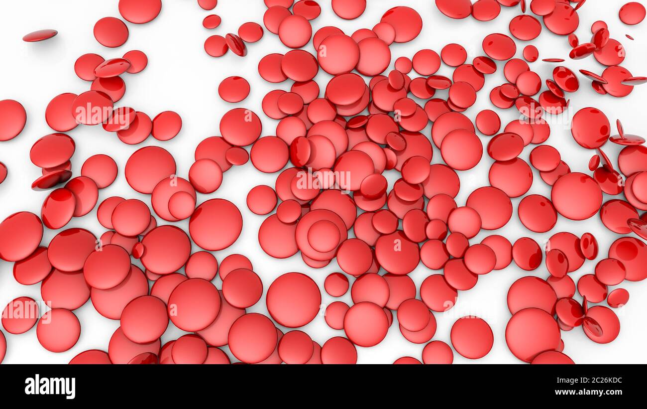 Red dreidimensionale Ellipsen auf grauem Hintergrund. 3D-Rendering Stockfoto