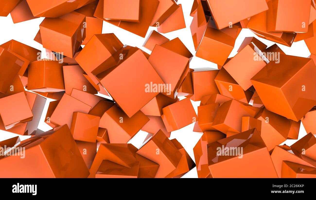 Abstrakte dreidimensionale Hintergrund orange Rechtecke. 3D-Rendering Stockfoto