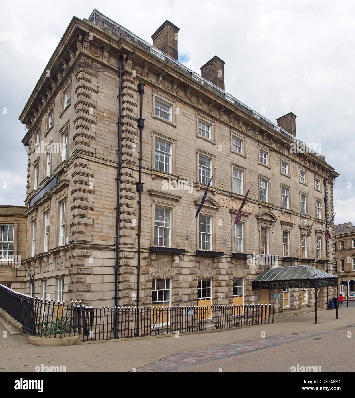 Das George Hotel in Huddersfield West Yorkshire, ein historisches Gebäude, das als Geburtsort des Rugby League Football bekannt ist Stockfoto