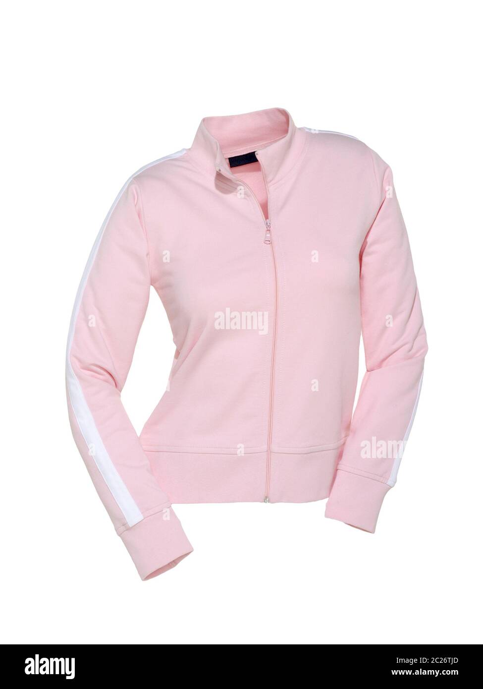 Rosa Sportjacke für Frauen isoliert auf Weiß Stockfoto