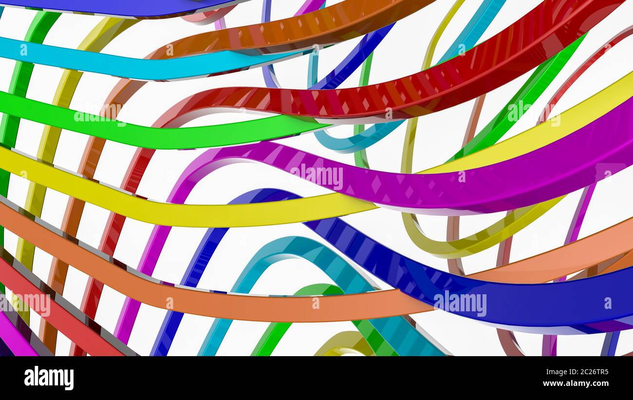 Hintergrund von mehrfarbigen Streifen. Abstrakte rainbow Abbildung. 3D-Rendering Stockfoto