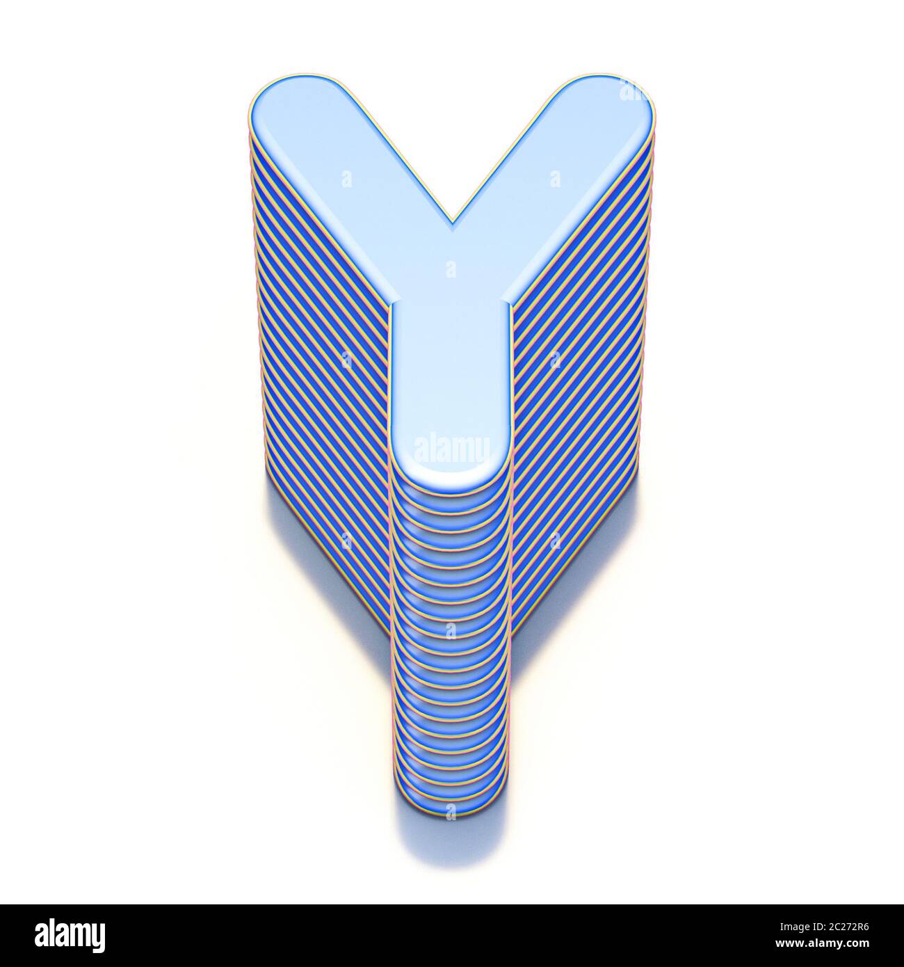 Blauen extrudierten font Buchstabe Y 3D-Render Abbildung auf weißem Hintergrund Stockfoto