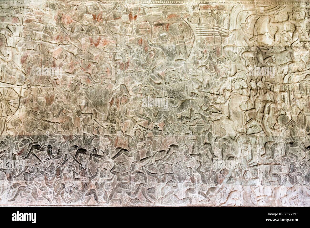 Angkor wat, Bas-Relief des Westflügels in der Nordgalerie, Szene als 'Schlacht von Devas und Asuras', Siem Reap, Kambodscha, Südostasien, Asien Stockfoto