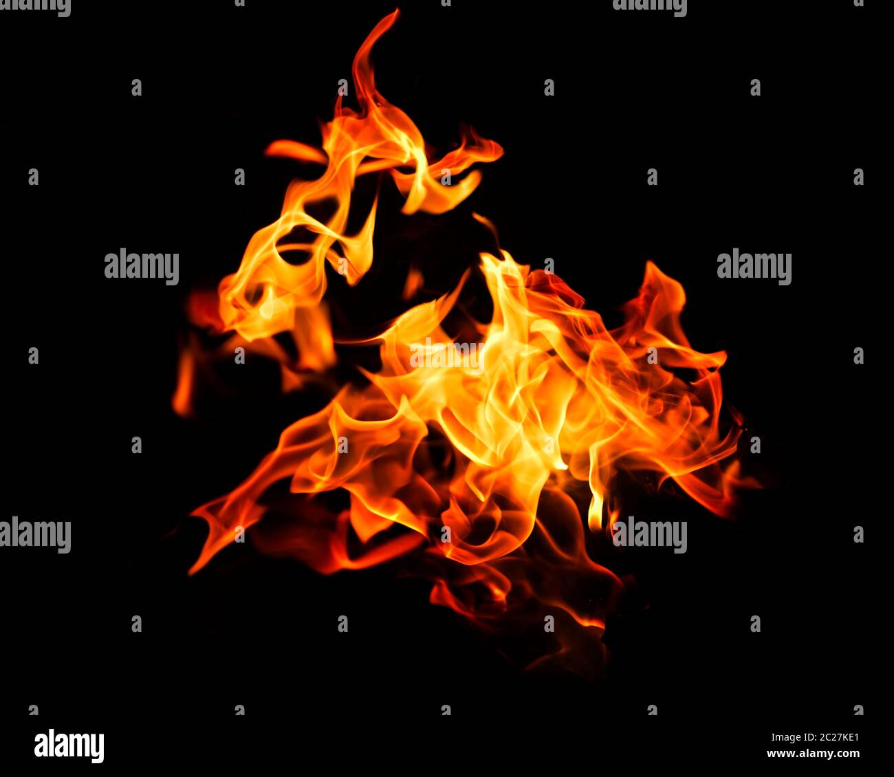Feuer auf schwarzem Hintergrund Stockfoto