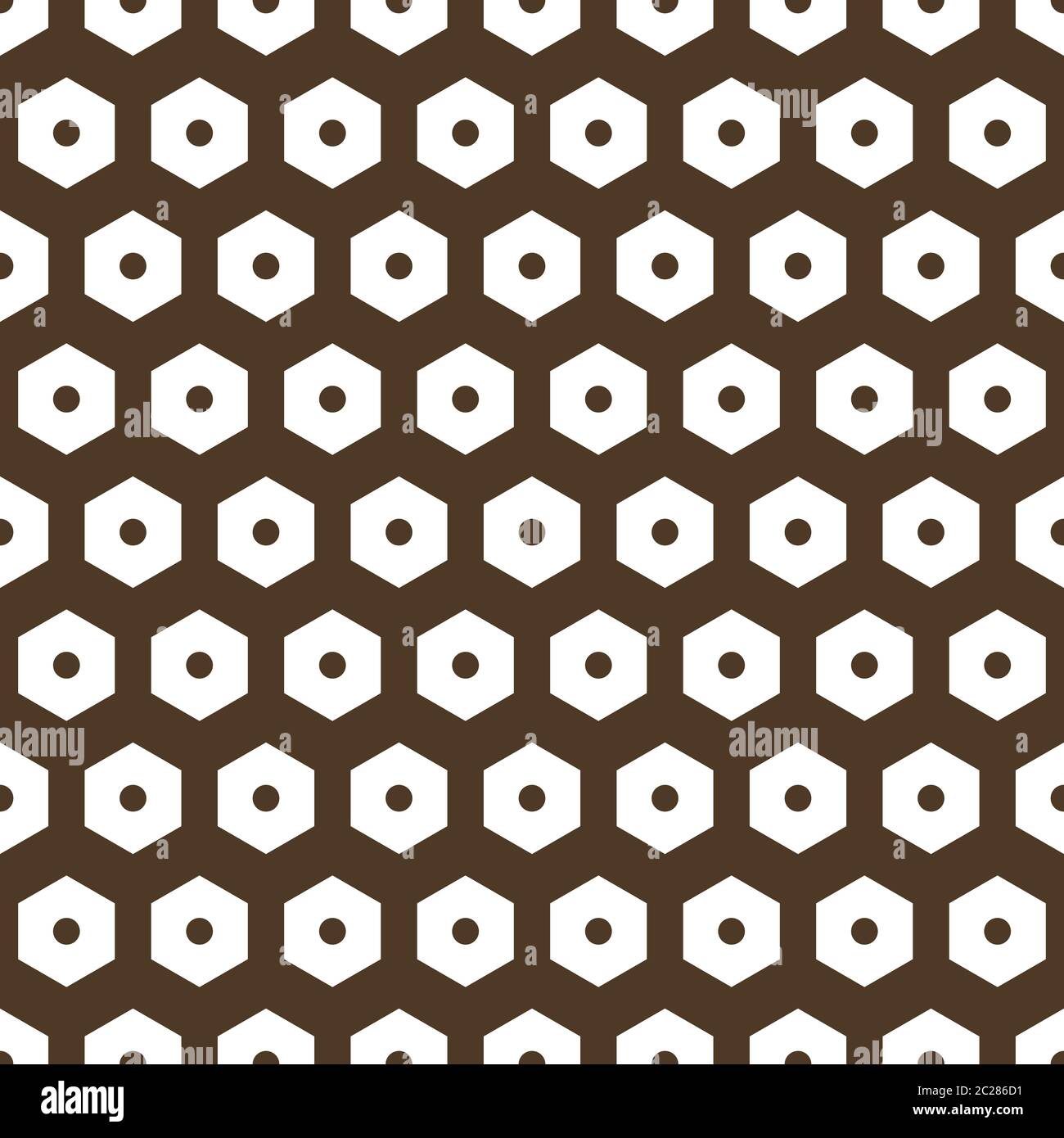 Künstlerische abstrakte geometrische nahtlose sechseckige Muster in braun und weiß. Ideal für Web-Hintergründe und Texturen, Druck etc. Stockfoto