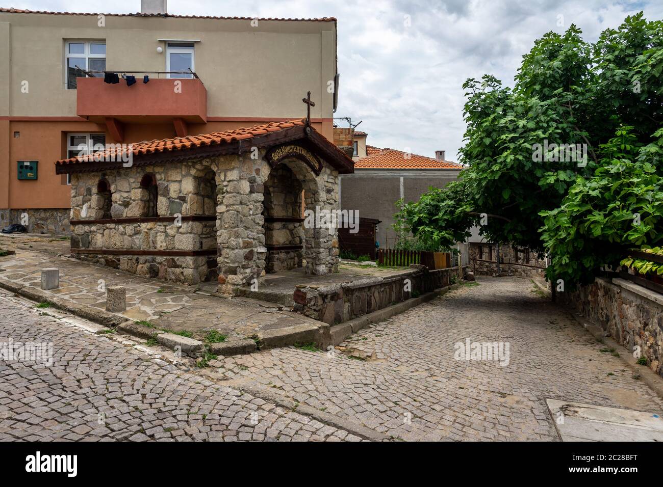 Kapelle der Heiligen Konstantin der Große und St. Helena von Konstantinopel von einer alten Stadt am Meer Sozopol am Schwarzen Meer in Bulgarien am Schwarzen Meer Co Stockfoto
