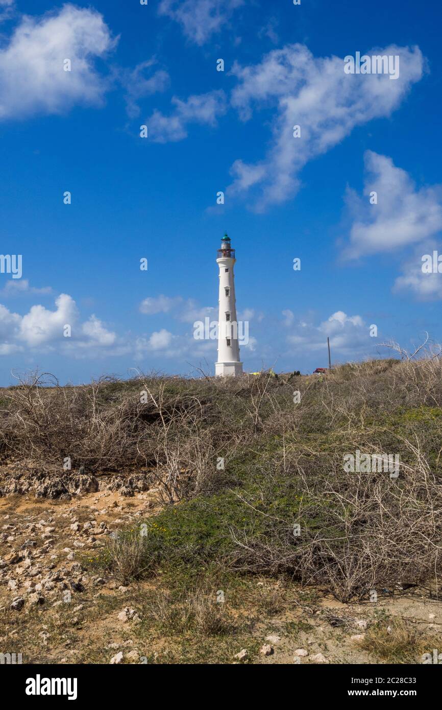 ABC Island, Aruba - California Lighthouse am Arashi Beach Stockfoto