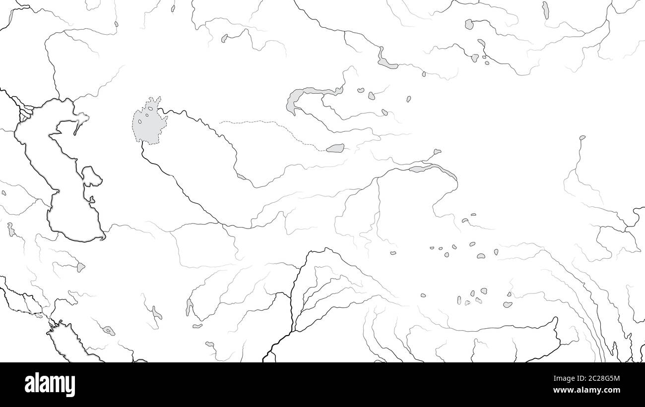 Weltkarte der REGION ZENTRALASIEN (ASIEN-INNENRAUM): Kasachstan, Turkestan, Afghanistan. (Geografische Karte). Stockfoto