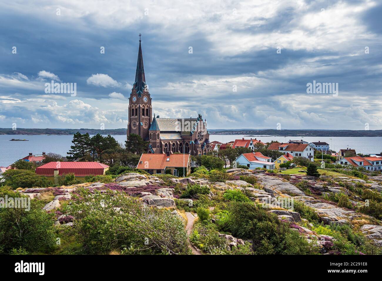 Blick auf die Stadt Lysekil in Schweden. Stockfoto