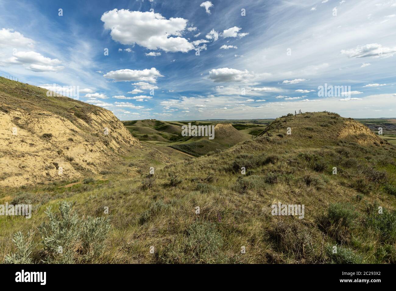 Die Landschaft der Prärie in Drumheller, Alberta, Kanada Stockfoto